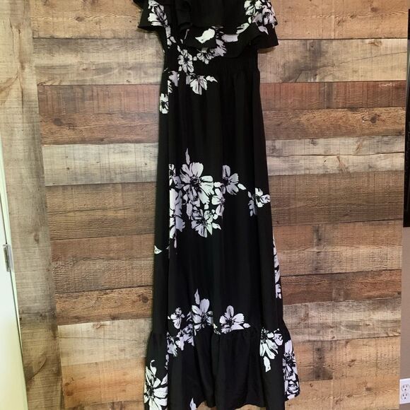 MM Couture by Miss Me black and white floral‎ strapless dress, small - Picture 3 of 15